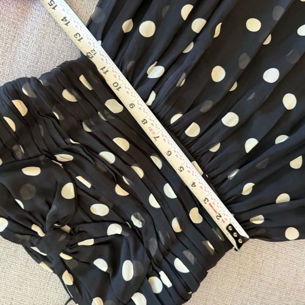 DÔEN Maryanna bow-detailed ruched polka-dot silk-georgette midi dress NWT - Picture 10 of 10